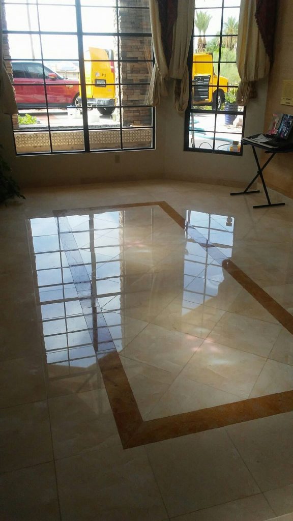 A beige tile floor.