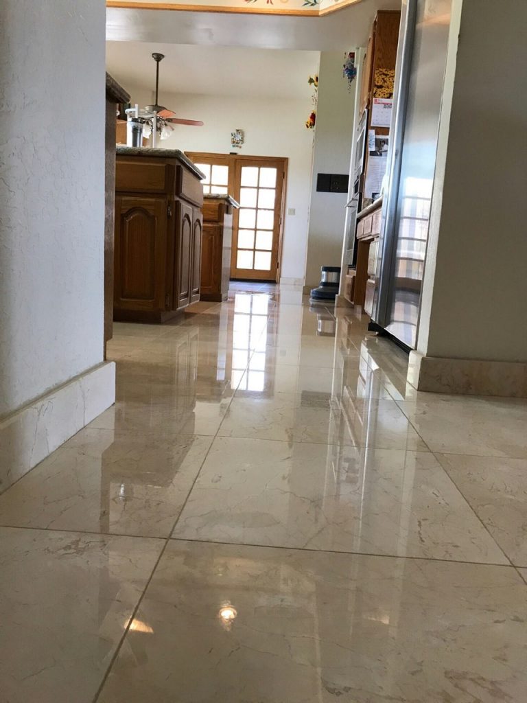 A glossy tile floor.